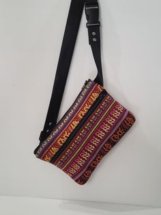 Handmade festival fanny pack made with love and ready to ship. Perfect size for carrying everything you need. This hip bag is made from Handmade weaving Peruvian print fabric, lined in canvas fabric for more durability,great for go around the town carrying everything you need. (keys and cellphone. This beautiful clutch has a YKK zipper closure, and the strap is polyester webbing. Inside: Lined in canvas fabric 1 Open slip pocket. Outside: Zippered Closure Ethnic Peruvian Fabric 1 zip pocket  All Handmade Pouch Belt Bag For Travel, Handmade Rectangular Belt Bag For Travel, Multicolor Belt Bag With Adjustable Strap, Multicolor Rectangular Belt Bag For Everyday Use, Multicolor Shoulder Belt Bag With Adjustable Strap, Multicolor Rectangular Belt Bag, Bohemian Belt Bag For Everyday Use, Bohemian Rectangular Belt Bag For Everyday Use, Handmade Rectangular Belt Bag