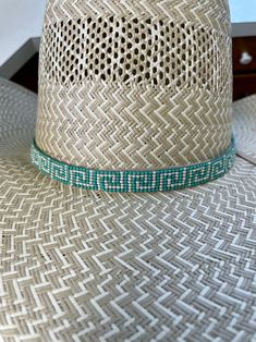 Turquoise and Cream Hat Band 1/2 Wide - Etsy Cream Hat, Beaded Hat Bands, Beaded Hat, Hat Band, Loom Beading, Bead Weaving, Leather Craft, Bead Work, Cowboy Hats