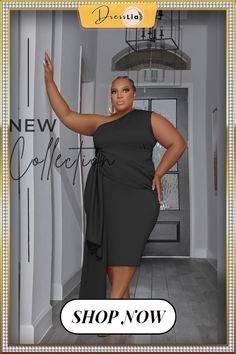 Skew Collar Sleeveless Irregular Plus Size Dresses Formal Dresses For Plus Size Women, Plus Size Black Tie Event Dresses, Flattering Dress Styles, Black Tie Event Dresses, Calf Sleeve, Plus Size Cocktail Dresses, Elegant Dining Room, Bridal Shower Dress, Black Tie Event