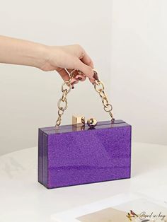 BirdinBag - Mini Glitter Chain Box Bag: Elegant Purse for Weddings, Proms, and Parties Purple Rectangular Box Bag For Gift, Rectangular Purple Box Bag As Gift, Rectangular Purple Box Bag Gift, Glamorous Glitter Rectangular Evening Bag, Rectangular Glitter Clutch For Evening, Rectangular Glitter Clutch For Formal Events, Glitter Rectangular Clutch For Formal Occasions, Rectangular Glitter Clutch For Formal Occasions, Glitter Rectangular Evening Bag For Party