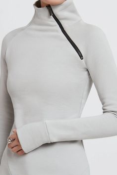 Sleek Off White Loungewear - Brie Sweatshirt | Marcella High Neck Sweatshirt, Turtleneck Sweatshirt, Sweatshirt Fabric, Mock Turtleneck, Google Shopping, Brie, Long Sleeve Sweatshirts, Extra Long, Workout Clothes