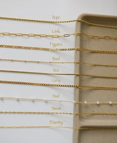 18K Gold Filled Chain Waterproof Non Tarnish Shower Ready Necklace Bracelet Anklet Chains Daily Wear Jewelry Personalized Best Gift 🔻For Bracelet and Anklet size chains: https://www.etsy.com/listing/1224582578  ---bracelets https://www.etsy.com/listing/1274614100  ---anklets https://www.etsy.com/listing/1263107340  ---waist chains 🔻For Silver Necklace Chains https://www.etsy.com/listing/1277268342                                                      🔹HOW TO ORDER🔹   1️⃣ Please pick the chain Luxury Engraved Chain Necklace For Formal Occasions, Cheap Adjustable Necklaces For Bridesmaid Gift, 18k Gold Plated Jewelry, Types Of Chains Jewelry, Dainty Gold Anklets With Pearl Chain, Minimalist Gold Chain Anklets, Gold Chain Anklet Gift, Gold Chain Anklets As Gift, Gold Minimalist Pearl Chain Bracelet