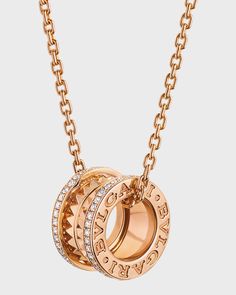 BVLGARI necklace from the B.Zero1 collection    18karat rose gold    0.38 total diamond carat weight    Lobster clasp    Made in Italy Bvlgari Jewelry Set, Bvlgari Necklace, Bvlgari Jewelry, Rock Necklace, Pave Pendant, Rose Gold Jewelry, Jewelry Creation, Just Beautiful, Diamond Carat