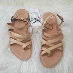 Tan Zara Sandals Size 35 New Conditions Brown Toe Ring Sandals For Spring, Casual Strappy Toe Ring Sandals For Summer, Brown Strappy Toe Ring Sandals For Spring, Spring Summer Open Toe Ring Sandals, Open Toe Ring Sandals For Spring And Summer, Spring Vacation Toe Ring Sandals With Adjustable Strap, Spring Beach Toe Ring Sandals With Adjustable Strap, Zara Adjustable Sandals For Summer, Zara Beach Sandals