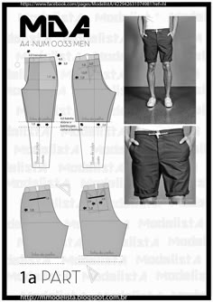 men's shorts and shorts sewing pattern with instructions to make them look like they are in