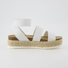 Meet Mandy, a platform espadrille sandal. Slip into these sandals easily with a soft, stretch gore upper and a cushioned insole for all-day wear. Mandy's espadrille-style midsole and traction outsole provide support and stability while the 2-inch platform adds a touch of height. White Beach Sandals, Shoes For Summer Dresses, Spring Shoes 2024, Graduation Sandals, Shoe Ideas For Women, Shoes For Dresses, Cute Platform Shoes, White Summer Shoes, Cute Sandals For Summer