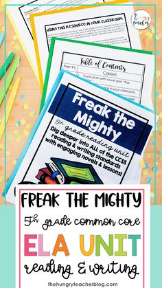 This Freak the Mighty by Rodman Philbrick 5th reading unit and novel study has 14 different lesson plans aligned to the fifth grade literature common core and writing common core standards. This unit has reading response examples, rubrics, and the layout for teaching novels in a Socratic seminar format. Sixth Grade Reading, Middle School Novels, Guided Reading Strategies, 8th Grade Reading, Fifth Grade Reading, Socratic Seminar, Reading Tutoring, Teaching Literature