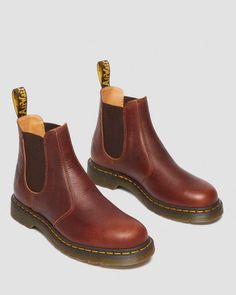 2976 Ambassador Leather Chelsea Boots in Cashew | Dr. Martens Doc Chelsea Boots, Doc Marten Chelsea Boots, Doc Marten Chelsea, 2976 Chelsea Boots, Dr Martens 2976, Soft Leather Boots, Boys School Shoes, Brown Chelsea Boots, Patent Boots