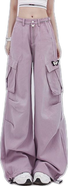 Purple Wide Leg Bottoms For Streetwear, Purple Full Length Wide Leg Pants With Pockets, Purple Wide Leg Bottoms With Cargo Pockets, Purple Wide-leg Bottoms With Cargo Pockets, Spring Purple Wide Leg Pants With Pockets, Purple Cotton Cargo Pants, Purple Full-length Cargo Pants, High Waist Purple Pants For Streetwear, Purple Full-length Cargo Pants With Pockets