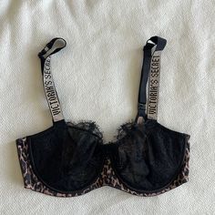 Victoria’s Secret Vs Very Sexy Rhinestone Strap Leopard Print Black Lace Bra. Never Been Worn. 36d Lingerie Animal Print, Leopard Print Bra, Better Cr Dr, Black Lace Corset, Print Bra, Lounge Bra, Corset Bra, Printed Bras, Digital Closet