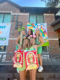 Lucky Charms Costume Diy, Lucky Charm Halloween Costume, Bid Day Lucky Charms, Lucky Me I’m An Alpha Phi, Lucky Charm Costume, Lucky Charms Halloween Costume, Lucky Charm Bid Day Theme, Lucky Me Im A Big Sorority, Sorority Theme Outfits