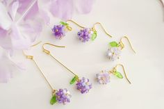 Summer purple  hydrangea earrings cute  earrings floral earrings kawaii earrings statement earrings Very cute and unique handmade earrings for your summer@! size :  length 6cm /2cm                              width 2.5cm           lotus and leaves: Arylic  Hook: 18k gold plated Cute Handmade Flower Earrings As Gift, Cute Handmade Flower Earrings For Gift, Cute 3d Flower Earrings For Gift, Cute 3d Flower Earrings Gift, Cute Flower Charm Drop Earrings, Cute Flower-shaped Earrings With Ear Wire, Cute Handmade Flower-shaped Earrings, Cute Handmade Dangle Flower Earrings, Cute Handmade Drop Flower Earrings