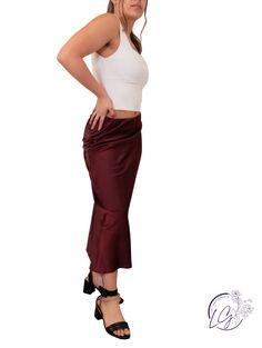 Solid Satin Midi Skirt Fabric: 100% Polyester Chic Stretch Satin Skirt, Satin Midi Skirt For Date Night, Satin Asymmetrical Skirt With Lining, Satin Asymmetrical Lined Skirt, Stretch Satin Midi Skirt, Satin Stretch Midi Skirt, Satin Flared Skirt For Night Out, Stretch Satin Flared Skirt Bottoms, Stretch Satin Lined Skirt