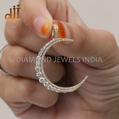 G-H Color / Si Purity 1.14ct Natural Diamond 14k Solid Gold Designer Crescent Moon Pendant Jewelry For Gifts PEMJ-1937  🇮🇳 MADE IN INDIA 🇮🇳 Birthstone Month: ♦ April. Material: ♦ 14k Gold. ♦ Double Cut Diamond. ♦ Natural Diamonds. ♦ 25x30 MM.  Purpose: ♦ Pendant For Gifts. ♦ Christmas / Anniversary / Birthday / Bridesmaid / Valentine Gift. ♦ Women's Day Gift / Mother's Day Gift. ♦ Gift For Love / Wife / MOM / BFF / Girl Friend. 💫Here Are Some Amazing Ways To Take Care Of Your Precious Diamo Crescent Shaped Jewelry With Diamond Accents For Gifts, Symbolic Crescent-shaped Jewelry Gift, Crescent Moon Charm Diamond Necklace For Gift, Luxury Crescent Moon Charm Diamond Necklace, Moon-shaped Necklace With Diamond Accents For Gift, Bff Girls, Love Wife, Month April, Crescent Moon Pendant