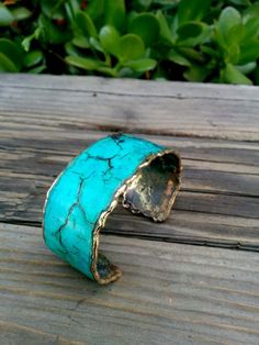 Marbled Brass Cuff Bracelet.  1"  Wide. Molten Edges. Handmade Turquoise Wearable Art Jewelry, Unique Hand Wrapped Blue Cuff Bracelet, Unique Hand-wrapped Blue Cuff Bracelet, Elegant Turquoise Bracelets With Patina, Elegant Turquoise Bracelet With Patina, Turquoise Hand Wrapped Cuff Bracelet, Unique Handmade Turquoise Bangle, Turquoise Cuff Jewelry For Gifts, Handmade Artisan Turquoise Cuff Bracelet