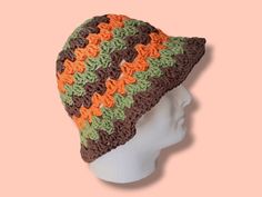 These handmade crochet bucket hats are 70s inspired and made with 100% cotton yarn. Cotton is machine washable, however with any cotton some shrinkage may occur in hot water or dryer. To prevent this either handwash/machine wash in cold water and lay flat to dry. The cotton blend is light and breathable so these hats are wonderful in the spring and summer! Retro Crochet Bucket Hat For Vacation, Summer Retro Crochet Bucket Hat, Retro Crochet Hat In Yarn, One Size, Retro One Size Bucket Hat For Beach, Retro One-size Bucket Hat For Beach, Retro Crochet Bucket Hat For The Beach, Vintage Multicolor Crochet Hat For Summer, Vintage Crochet Hat For Summer, Handmade Retro Crochet Hat For Summer