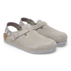 Tokio Suede Leather Stone Coin | BIRKENSTOCK Classic Suede Clogs With Cork-bed Midsoles, Casual Suede Mules With Cork-bed Midsoles, Classic Suede Clogs With Rubber Sole, Classic Suede Clogs With Cushioned Footbed, Suede Closed Toe Clogs With Cushioned Footbed, Leather Mules With Suede Lining And Round Toe, Suede Slip-on Clogs With Removable Insole, Leather Clogs With Suede Lining And Round Toe, Comfortable Leather Clogs With Suede Lining