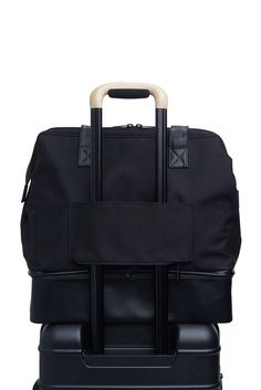 The Convertible Mini Weekender in Black | Beis Travel – Béis Travel Black Beis Luggage, Beis Black Luggage, Beis Mini Convertible Weekender, Black Functional Weekender Bag With Double Handle, Black Weekender Bag With Detachable Handle, Multifunction Bag, Mini Convertible, Weekend Travel, Travel Gadgets