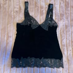 Givenchy Camisole In Black Velvet With Lace & Ribbon Detail Size Givenchy Camisole In Black Velvet With Lace & Ribbon Detail W/ Side Zip Size 40 Size 40 Europe Is 10/12 Usa But Fit Is S Or M Elegant Black Tank Top For Formal Occasions, Elegant Black Tank Top With Lace Trim, Fitted Black Tank Top For Formal Occasions, Fitted Lace Trim Evening Tank Top, Fitted Lace Trim Tank Top For Evening, Fitted Formal Camisole Top, Givenchy Top, Closet Clothes, Visual Archive