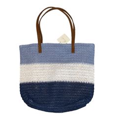 Zips Close Lined No Pockets Inside Pretty Colors Multiple Uses Big And Roomy! Trendy Blue Crochet Bag For Spring, Casual Light Blue Tote Bag, Blue Beach Bag With Braided Handles, Blue Tote Shoulder Bag For Spring, Blue Everyday Beach Bag, Everyday Blue Shoulder Beach Bag, Blue Everyday Bags For Spring, Light Blue Casual Bags For Spring, Casual Navy Shoulder Bag