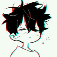 a drawing of a boy with black hair