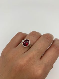 1118-R-cRUB: Sterling Silver 925 Created Ruby Silver Rings With Red Stone, Ruby Silver Ring, Ruby Ring Set, Red Ruby Ring, Gold Ruby Ring, July Birthstone Ring, Earrings Matching, Ruby Bands, Ruby Ring Gold