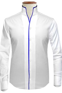 Elegant Formal Shirt With Stand Collar, Formal White Shirt With Stand Collar, White Formal Shirt With Stand Collar, Elegant Stand Collar Shirt For Formal Occasions, Classic White Shirt With Stand Collar, Classic Formal Tops With Stand Collar, Classic Semi-formal Top With Stand Collar, Classic White Wedding Tops, Classic White Wedding Top