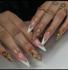 This Acrylic & Press On Nails item by FancyNailsVN has 71 favorites from Etsy shoppers. Ships from Vietnam. Listed on Jun 9, 2024 Trendy Nails Butterfly, Gold Butterfly Nails, Gold Nails French, Gold French Tips, Gold Stiletto Nails, Design Nails Art, Grad Nails, Nails French Tips, Nails Butterfly