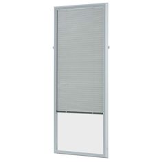 a white door with blinds on it