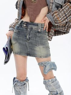 Size(cm) Length Waist Hip S 32 58 74 M 33 60 78 L 34 62 82 Size: S M L Color classification: black retro blue Skirt type: bag hip skirt Year Season: Spring 2023 Skirt length: short skirt Material composition: other materials Grunge High Waist Denim Skirt With Pockets, Grunge High-waist Denim Skirt With Pockets, Trendy Fitted Mini Denim Skirt, Grunge High Waist Denim Mini Skirt, Trendy Blue Denim Skirt, Grunge Mini Denim Skirt With Pockets, Fitted Grunge Mini Skirt With Pockets, Trendy Blue Mini Denim Skirt, Casual Fitted Mini Denim Skirt