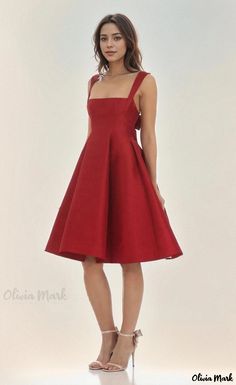 Olivia Mark - Fashionable Woven Waist-tie Bowknot Cami Dress Graduation Dress Red, Bow Strap Dress, High School Musical Costumes, Lantern Skirt, Woman Sleeve, Musical Costumes, Taffeta Fabric, Camisole Dress, Tie Waist Dress