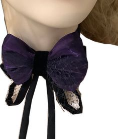 Elegant Purple Bow Tie For Party, Black Fitted Bow For Wedding, Fitted Black Bow For Wedding, Black Ribbon Fitted Bow Tie For Party, Adjustable Black Bow For Wedding, Purple Bow Tie For Party, Purple Party Bow Tie, Black Bow Tie With Butterfly Knot For Wedding, Black Butterfly Knot Bow Tie For Wedding