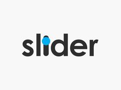 the word slider is shown in black and blue letters on a white background with an image of a bird