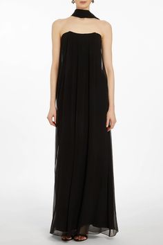 Catalina Black Chiffon Scarf Gown High Neck Black Gown, Black Floor Length Gown, Elegant Silk Chiffon Gown, Elegant Silk Chiffon Dress With Sheer Bodice, Luxury Floor-length Silk Chiffon Dress, Flowy Evening Dress For Formal Occasions, Flowy Formal Evening Dress, Wedding Silk Chiffon Maxi Dress, Luxury Chiffon Cocktail Dress