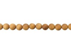 a beaded strand of wood beads on a white background