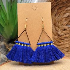 Handmade Blue Tassle, Lightweight Hypoallergenic, Stainless Steel Approximately 2 Inch Drop Makes A Great Gift Or Stocking Stuffer Treat Yourself!! Blue Tassel Dangle Earrings For Summer, Blue Summer Tassel Dangle Earrings, Blue Tassel Earrings For Summer Beach, Blue Drop Tassel Earrings For Summer, Blue Tassel Drop Earrings For Beach, Blue Tassel Beach Earrings, Adjustable Blue Tassel Earrings For Parties, Trendy Blue Tassel Drop Earrings, Blue Dangle Earrings For Spring