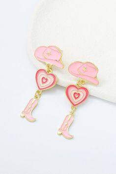 The perfect earrings for any cowgirl (; Cowgirl Hat Earrings Pink, Trendy Adjustable Drop Clip-on Earrings, Trendy Adjustable Nickel-free Earrings, Trendy Nickel-free Dangle Clip-on Earrings, Trendy Sterling Silver Earrings, Trendy Dangle Plug Earrings, Nickel Free, Trendy Nickel-free Dangle Plug Earrings, Trendy Nickel-free Drop Plug Earrings, Trendy Dangle Matching Earrings Jewelry