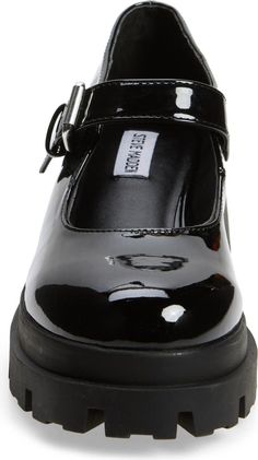 Steve Madden Davinna Lug Sole Mary Jane Platform (Women) | Nordstromrack Steve Madden Mary Janes, Black Patent Leather Mary Janes With Leather Sole, Black Leather Mary Jane Slip-on Shoes, Black Synthetic Platform Mary Janes, Black Mary Janes With Rubber Sole, Medium Width, Platform Mary Janes, Lug Sole, Mary Janes, Steve Madden