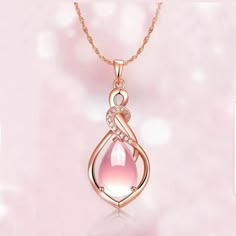 100% Brand New And High Quality It's A Perfect Accessory, Also A Good Gift To Your Friends Material: Alloy + Opal Chain Length: 47 + 5cm Pendant Size: 3 X 1.5cm Color: Show As Pictures Package Included: 1 X Necklace Rose Gold Necklace Wedding Unique, Pink Rose Quarts Necklace, Pink Gold Pendant, Rose Gold Pink Diamond Necklace, Rose Gold Gem Necklace, Moon Necklace Pink, Pandent Necklaces, Rose Pink Necklace, Crystal Necklace Rose