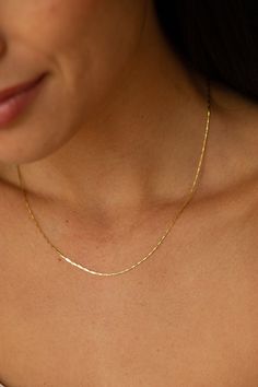 "Italian Gold Chain , Granada Chain , Solid Gold Chain , Christmas Gift for Her , Stacking Gold Chain , Gift idea , Gold Chains , 14K Gold The chain is also available in 14k rose and white gold. FEATURES: -Gold KT: 14K Solid Gold -Gold Color: Yellow Gold -Chain Lengths: 16\", 18\", 20\" -Chain Widths: 1 mm , 1.3mm , 1.5 ,,  -Chain Style: Herringbone -Clasp Closure: Lobster claw SHIPPING: -Ready to Ship in 1-2 Business Days -FREE shipping on all U.S. orders  About Zhedora:  All our work is made with love in our Los Angeles studio. When you purchase a piece from Zhedora, you can know that you're getting quality hand-crafted jewelry that's made by people who really care. While all jewelry is fragile, we are diligent with our craftsmanship. We love our customers and will make sure you're well Delicate Snake Chain Necklace For Anniversary, Anniversary Delicate Snake Chain Necklace, Italian Chains Designs Gold Women, Simple Gold Necklace Designs, Gold Chain Necklace Womens, Italian Gold Chain, Gold Chain Women, Simple Gold Chain, Silver Bracelet Designs