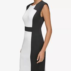 A Very Impressive Designer Dress. Modern White Mini Dress For Evening, Calvin Klein A-line Formal Dresses, Modern White Sleeveless Midi Dress, Classic White Knee-length Dress, Modern White Midi Dress, Modern Black Bodycon Dress, Elegant Calvin Klein Midi Dress For Office, Dressy White Knee-length Midi Dress, White Midi-length Bodycon Dress For Work