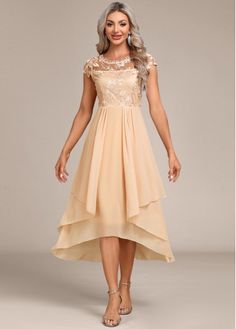 Color:Champagne;Size:S;Size:M;Size:L;Size:XL;Size:XXL;Package Contents:1 X Dress;Occasion:Other;Style:Casual; Elegant Apricot Dress For Parties, Beige Evening Dress For Wedding Guest, Spring Beige Mother Of The Bride Dress For Party, Wedding Beige Chiffon Dresses, Elegant Apricot Chiffon Dress, Beige Chiffon Wedding Dress, Gold Evening Dress For Summer Wedding, Gold Chiffon Party Dress, Spring Wedding Gold Evening Dress