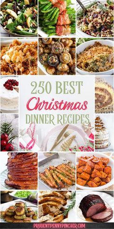 the cover of the christmas dinner recipes cookbook, with pictures of different dishes and vegetables