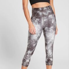 Nwot Athleta Salutation Stash Pocket Ii Supernova Capri Size Xs Side Pockets Tie Dye Sports Bottoms With Medium Support In Gray, Athleisure Athletic Fit Workout Bottoms, White Activewear With Contoured Waistband For Sports, White Sports Bottoms With Contoured Waistband, White Athleisure Yoga Pants, Athleisure Activewear With Comfort Waistband For Training, Athleisure Activewear For Training With Comfort Waistband, Sportswear Activewear With Contoured Waistband For Workout, Sports Activewear With Medium Support And Contoured Waistband