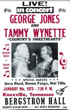 a concert poster for george jones and tammy wyete