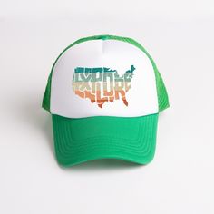 Looking for a cute versatile hat to wear t? Make sure to grab one of our Foam Trucker Hats! This fun and comfortable hat is the perfect accessory for any outfit. The bright color adds a pop of summer to any outfit. These hats are adult one size fits most. Green Baseball Cap For Vacation, Green Trucker Cap For Vacation, Green Trucker Hat For Vacation, Green Curved Brim Hat For Travel, Fun Green Trucker Hat For Vacation, Green Fun Style Trucker Hat For Vacation, Green Adjustable Trucker Hat With Short Brim, Adjustable Green Trucker Hat With Short Brim, Green Trucker Hat For Beach