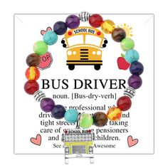 the bus driver bracelet has colorful beads on it