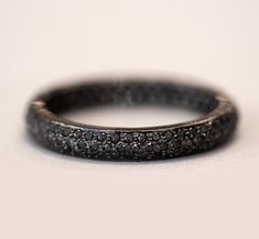 Black Pave Diamond Band Micro Pave Ring, Black Wedding Band, Pave Diamond Ring, Pave Ring, Black Rhodium, Ring Fit, Hearts Desire, Best Wear, Brilliant Diamond