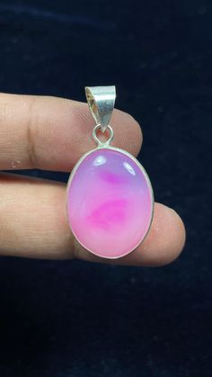 Gemstone: Natural Pink Banded Agate Material : Gemstone/925 Sterling Silver Plated   Shape & Size : Oval Stone Length : Approximately 1" To 2" Long Plating : 925 Sterling Silver Plating Style : Necklace Fancy Pendants Note : We Ship Parcel Via India Post Economy Shipping It's Take 20 To 25 Days To Arrive. I guarantee that it is 100% NATURAL and free of treatments of any kind. Check my other items frequently. I will be adding to the inventory regularly. Be sure to visit my shop to check for any c Round Agate Gemstone Jewelry, Silver Agate Pendant Gemstone, Sterling Silver Cabochon Gemstone Round Pendant, Round Pink Natural Gemstones, Sterling Silver Gemstone With Large Stone For Gifting, Sterling Silver Gemstone With Large Stone For Gift, Silver Jewelry With Large Chalcedony Stone, Pink Natural Stones Gemstones In Sterling Silver, Pink Agate Gemstone Jewelry