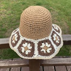 2022 Summer New Straw Hat Japanese Flower Handmade Crochet Caps Panama – daiiibabyyy Crochet Caps, Womens Beach Hat, Floral Bucket Hat, Womens Visor, Couples Accessories, Dangle Earrings Wedding, Bucket Hat Women, Beach Hats, Japanese Flower